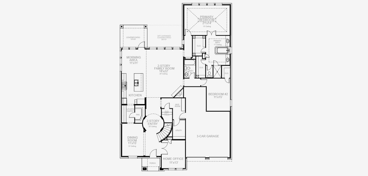 2D floor plan layout for the 536A by Britton Homes in Mustang Lakes 60', Celina, TX (Image 3).