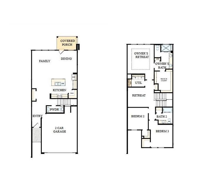 2D floor plan layout of this home in Westview Towns, Waxhaw, NC (Image 5).