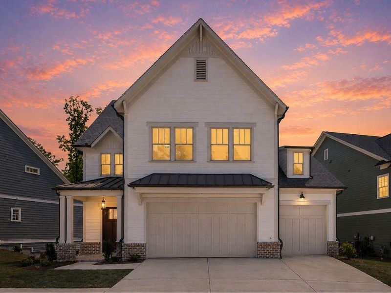 Front exterior of a new home in Lakeside at River Green, Canton, GA, highlighting curb appeal (Image 17).