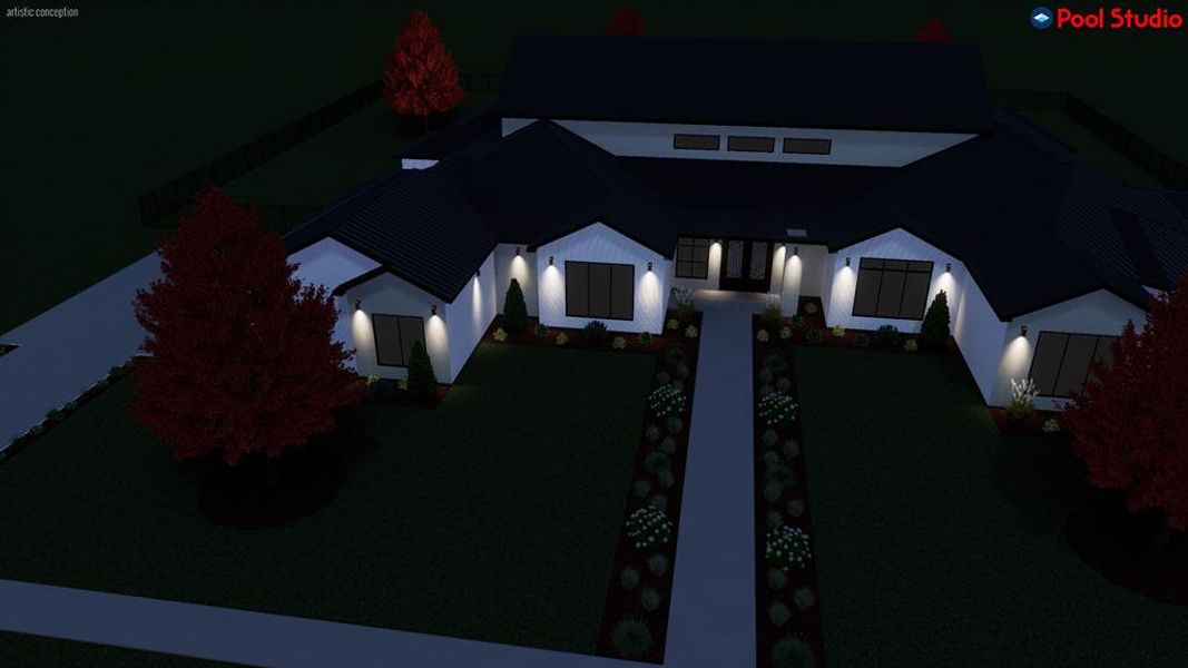 Aerial view at night