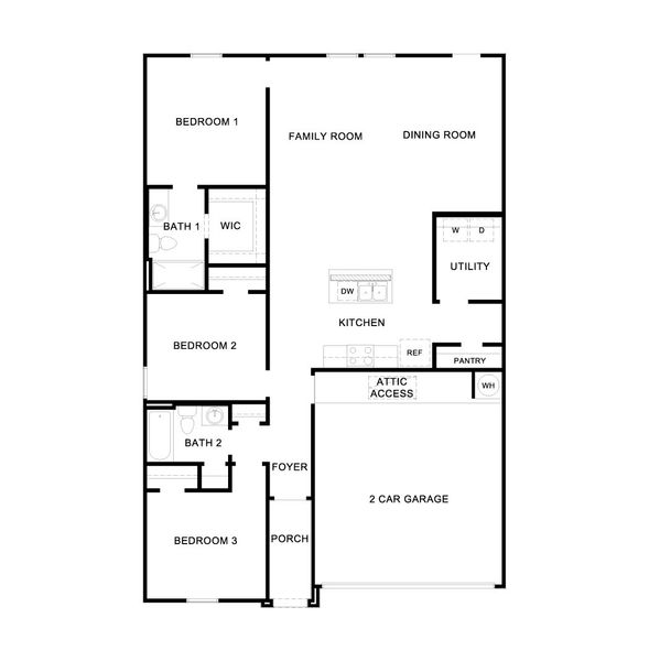 2D floor plan layout for the The Anderson by D.R. Horton in Durango, Mustang Ridge, TX (Image 3).