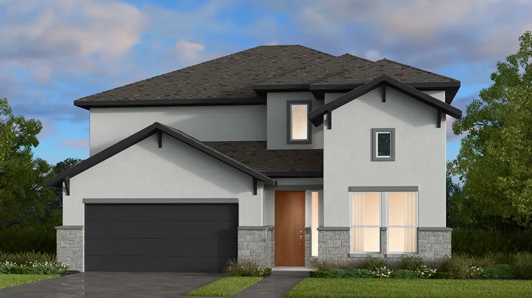 Representative exterior photo of a completed home built from the Saffron by Taylor Morrison in Travisso, Leander, TX (Image 17). Representative exterior photo of a completed home built from the Saffron by Taylor Morrison in Travisso, Leander, TX (Image 17).