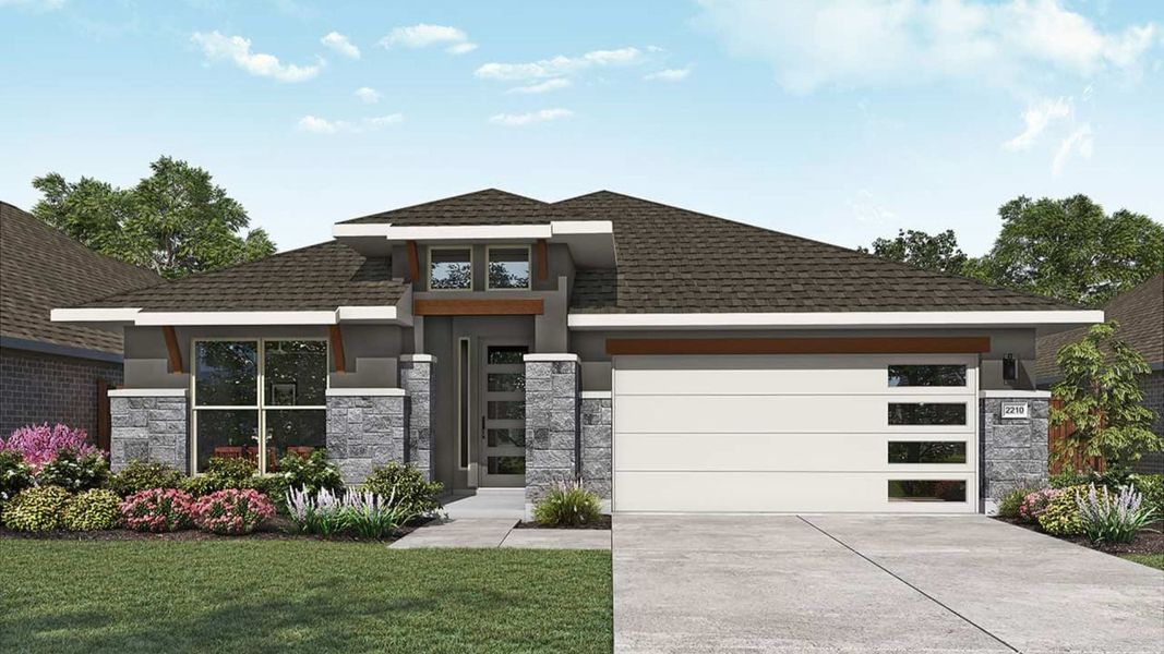 Representative exterior photo of a completed home built from the Oleander by DRB Homes in Retreat at San Gabriel, Georgetown, TX (Image 7).