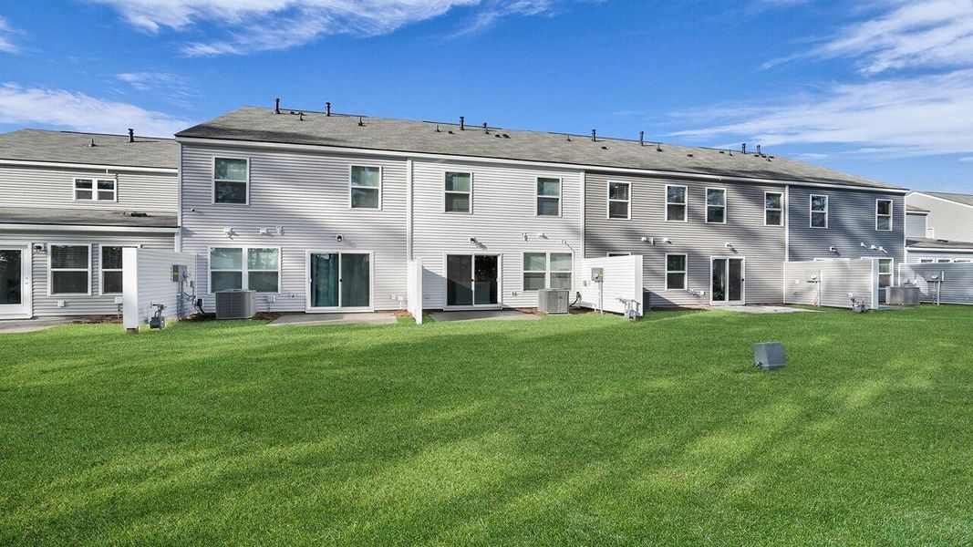 Exterior details and patio area of a home in Pine Hills Townhomes at Cane Bay, Summerville (Image 24). Exterior details and patio area of a home in Pine Hills Townhomes at Cane Bay, Summerville (Image 24).