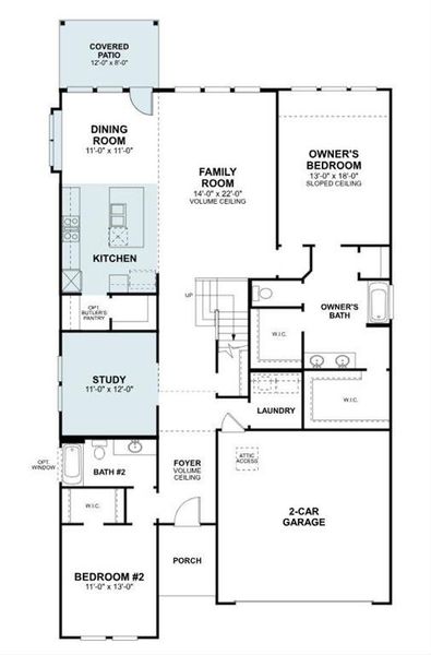 2D floor plan layout of this home in Lily Creek at Sutton Fields, Aubrey, TX (Image 2).