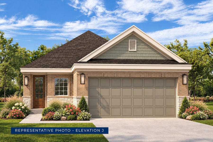 Representative exterior photo of a completed home built from the Hamilton F by First Texas Homes in The Meadows, Denton, TX (Image 11).