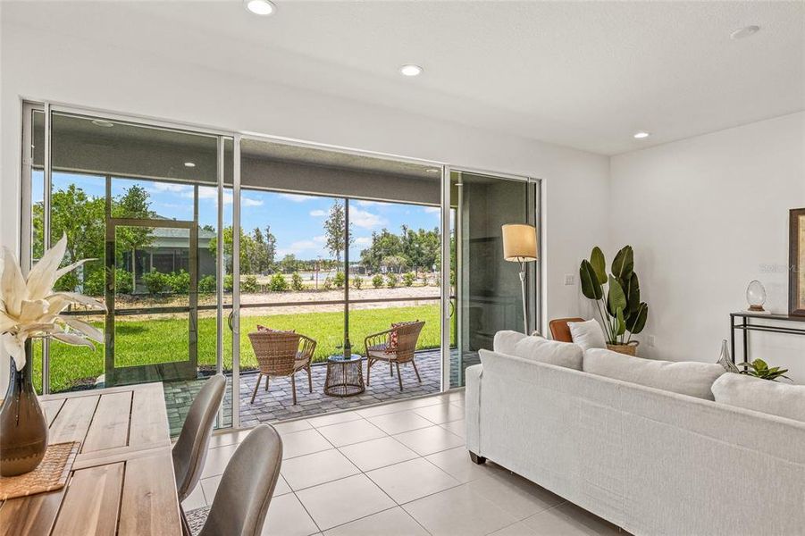 Porcelain tile floors throughout