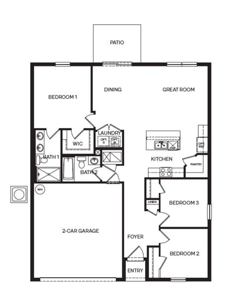 2D floor plan layout for the ARCHER II by D.R. Horton in Fountain View, Ormond Beach, FL (Image 3).