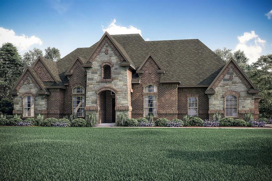 View of front of house featuring a front lawn