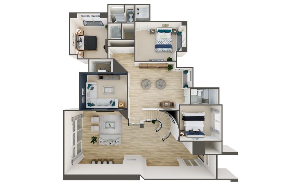 2D floor plan layout for the Trieste by Tri Pointe Homes in Dunham Pointe, Cypress, TX (Image 3).