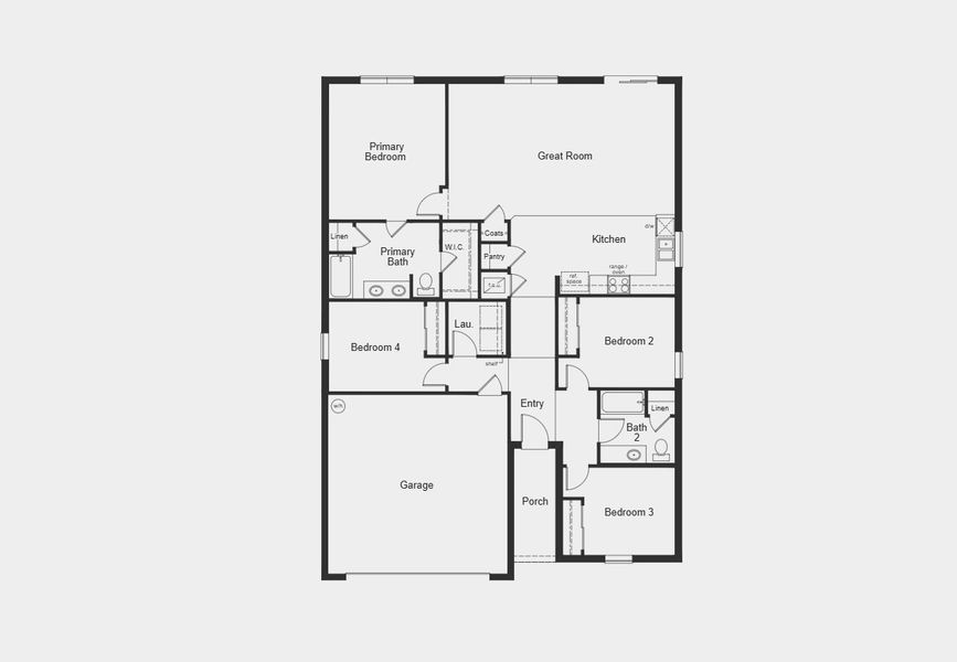 2D floor plan layout for the 1707 by KB Home in Deer Springs, Zephyrhills, FL (Image 3).