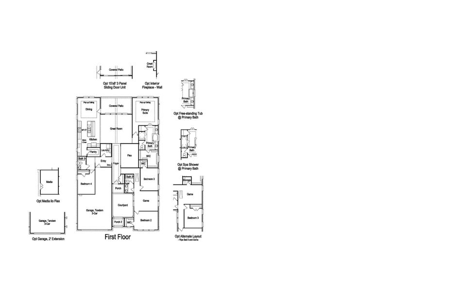 2D floor plan layout of this home in Santa Rita Ranch, Liberty Hill, TX (Image 2). 2D floor plan layout of this home in Santa Rita Ranch, Liberty Hill, TX (Image 2).