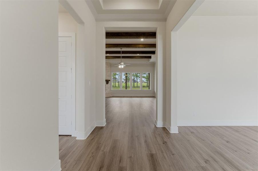 Interior space with wood-finish flooring throughout
