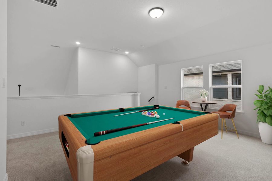 Game room. Note: Sample product photo - actual exterior and interior selections may vary by homesite Game room. Note: Sample product photo - actual exterior and interior selections may vary by homesite