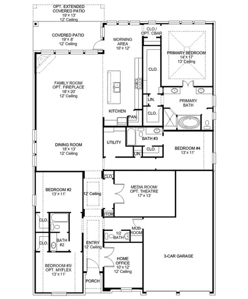 2D floor plan layout of this home in Sienna, Missouri City, TX (Image 2).