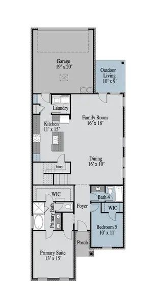 2D floor plan layout of this home in Edgewater, Fate, TX (Image 4).