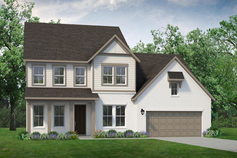 Front exterior of a new home in Maddox Landing, Hoschton, GA, highlighting curb appeal (Image 2). Front exterior of a new home in Maddox Landing, Hoschton, GA, highlighting curb appeal (Image 2).