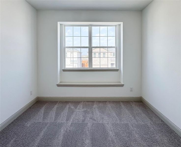 Unfurnished room featuring baseboards and carpet flooring