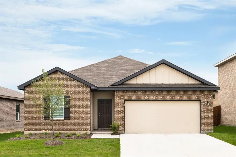 Front exterior of a new home in Noble Ridge, Howe, TX, highlighting curb appeal (Image 2). Front exterior of a new home in Noble Ridge, Howe, TX, highlighting curb appeal (Image 2).