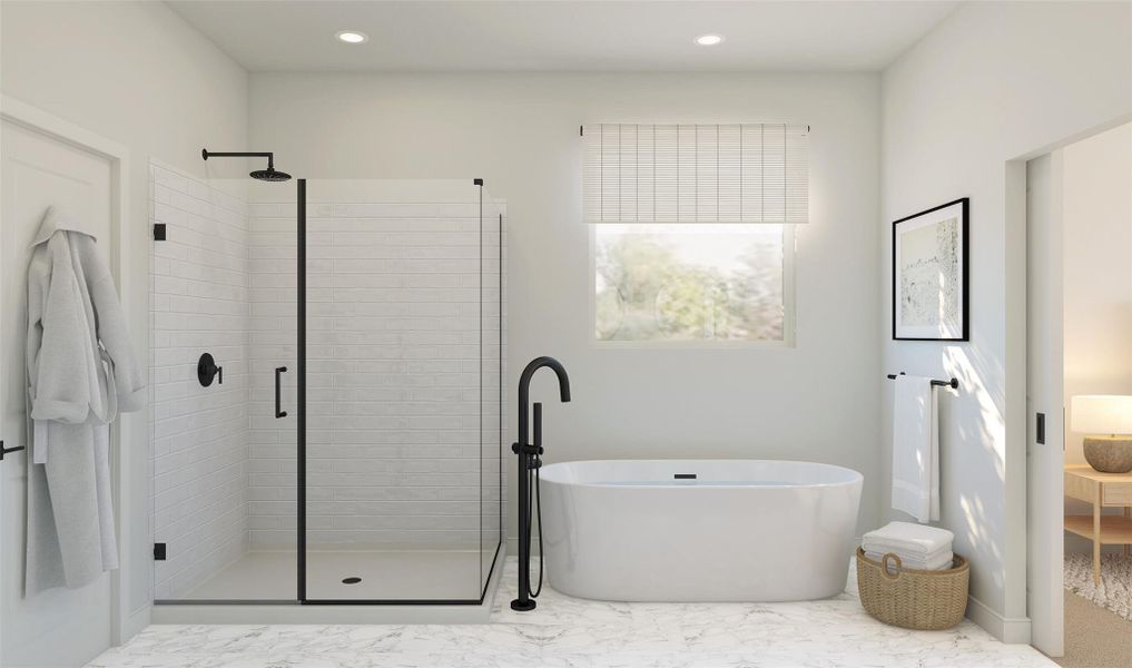 Serene primary bath (*Artist rendering used for illustration purposes only.)