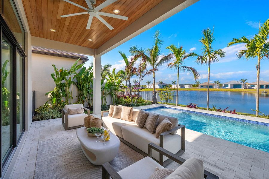 Representative exterior details of a home built from the Aruba Grande by GL Homes in Valencia Del Mar (55+), Boynton Beach (Image 3).