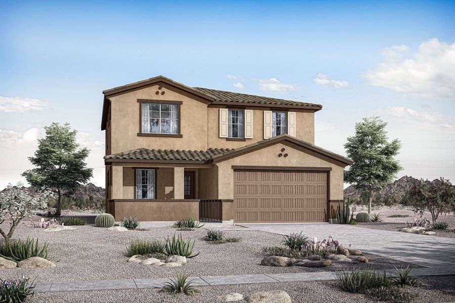 Representative exterior photo of a completed home built from the Sienna by Mattamy Homes in Empire Pointe, Queen Creek, AZ (Image 20).