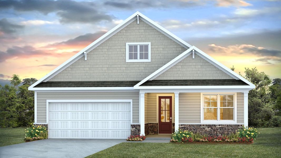 Representative exterior photo of a completed home built from the LITCHFIELD by D.R. Horton in Rich Square at Brunswick Plantation, Ash, NC (Image 2).