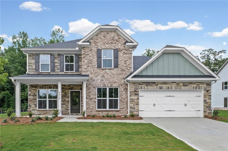 Front exterior of a new home in Oakwood, Cumming, GA, highlighting curb appeal (Image 1). Front exterior of a new home in Oakwood, Cumming, GA, highlighting curb appeal (Image 1).