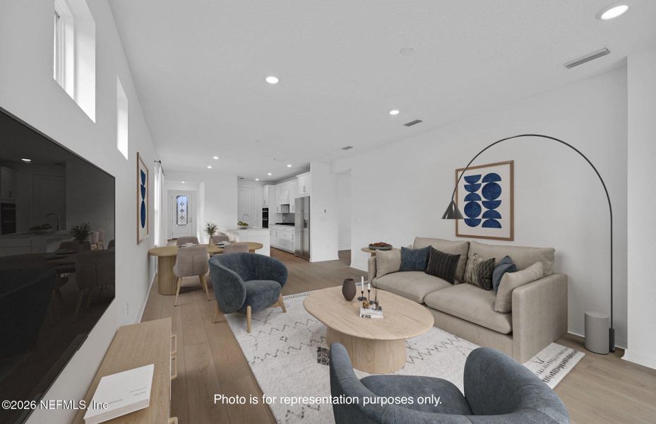 Furnished interior view inside a new home in Del Webb Wildlight, Yulee (Image 16). Furnished interior view inside a new home in Del Webb Wildlight, Yulee (Image 16).