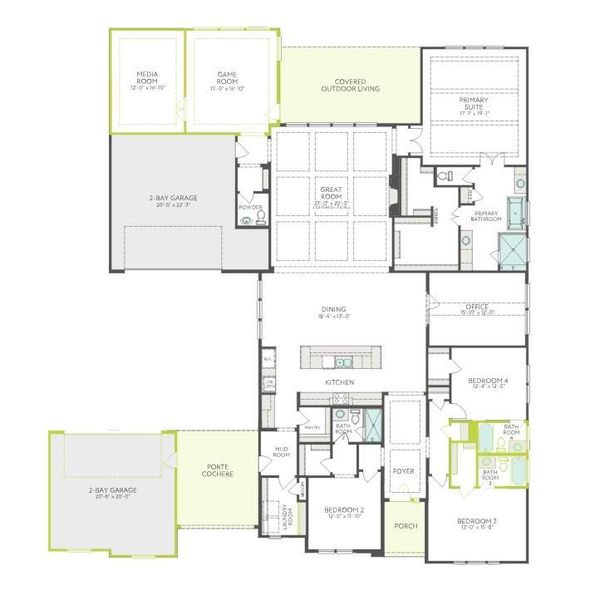 2D floor plan layout of this home in Dunham Pointe, Cypress, TX (Image 3).