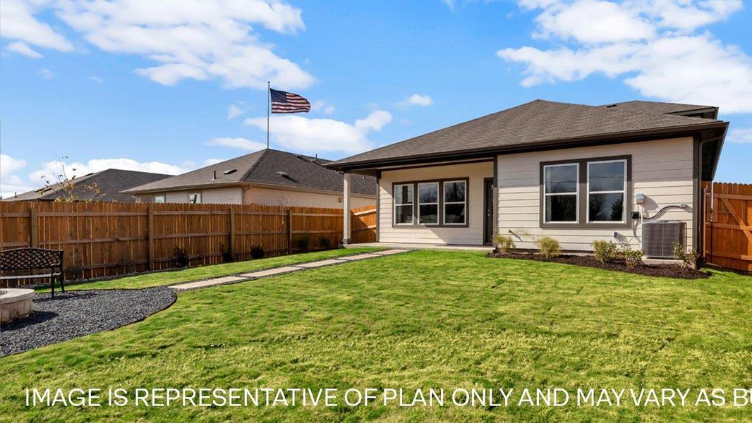 Exterior details and patio area of a home in Prairie Lakes, Buda (Image 4).