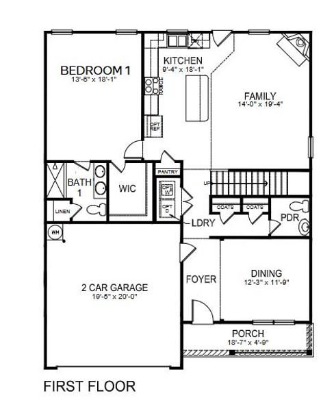 2D floor plan layout for the Winston by D.R. Horton in The Falls at Newton, Newton, NC (Image 3).
