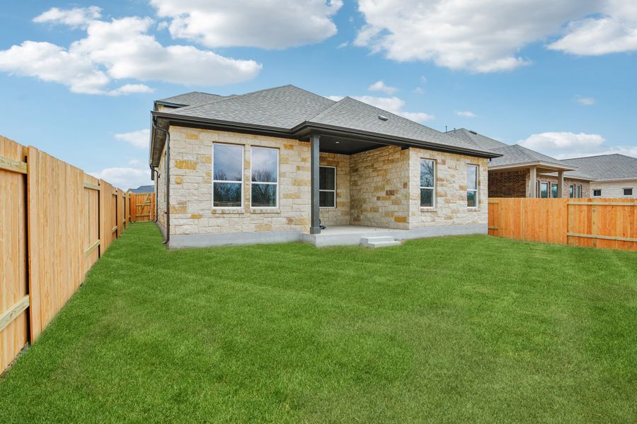 Exterior details and patio area of a home in Persimmon, Buda (Image 3).