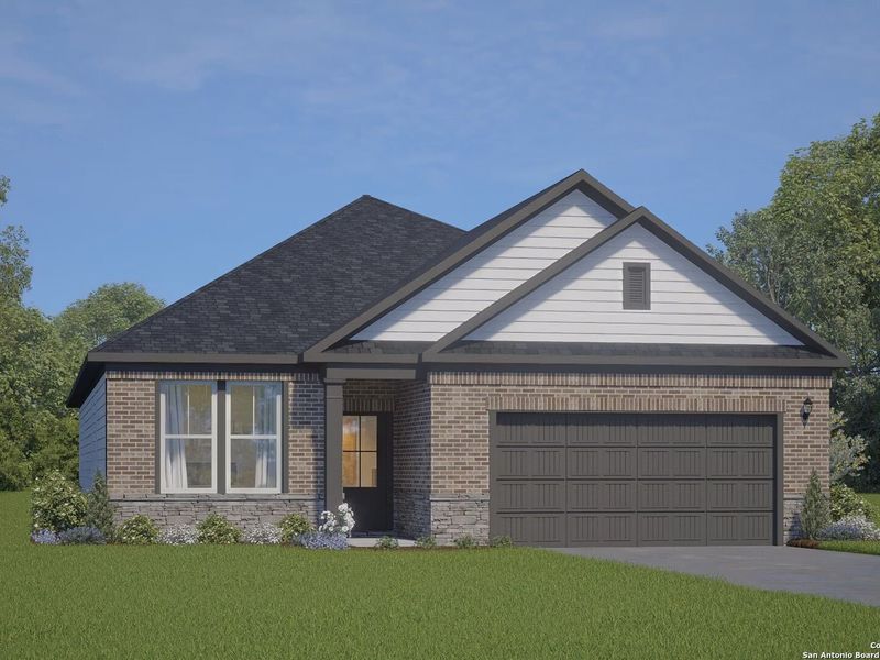 Front exterior of a new home in Royal Crest, San Antonio, TX, highlighting curb appeal (Image 2). Front exterior of a new home in Royal Crest, San Antonio, TX, highlighting curb appeal (Image 2).