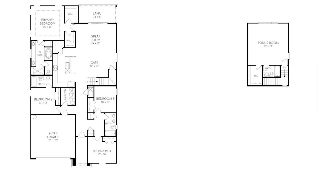 2D floor plan layout for the Stonehurst II - 60' Homesites by Dream Finders Homes in Jennings Farm, Middleburg, FL (Image 3). 2D floor plan layout for the Stonehurst II - 60' Homesites by Dream Finders Homes in Jennings Farm, Middleburg, FL (Image 3).