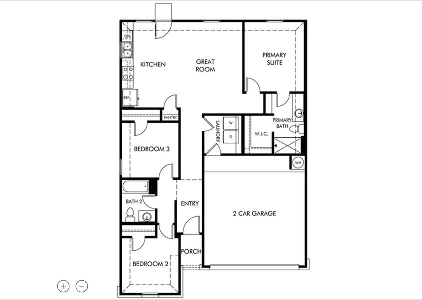 A thoughtfully planned layout optimizes flow across this modern single level architectural floor plan.