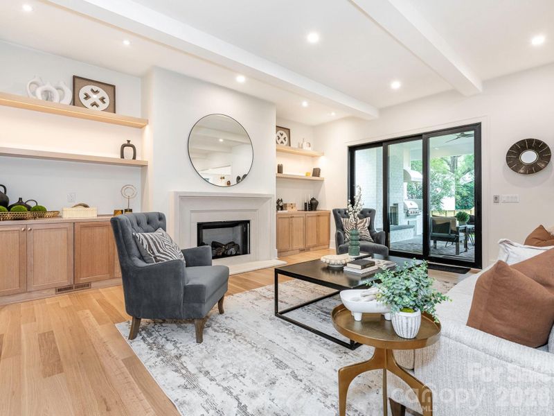 Living area with access to covered porch