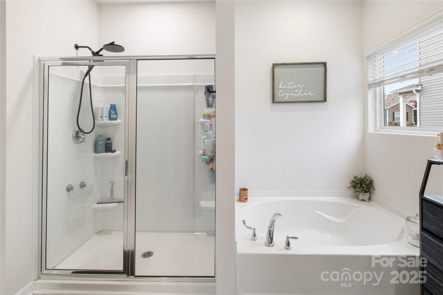 Primary bath with shower and soaking tub Primary bath with shower and soaking tub