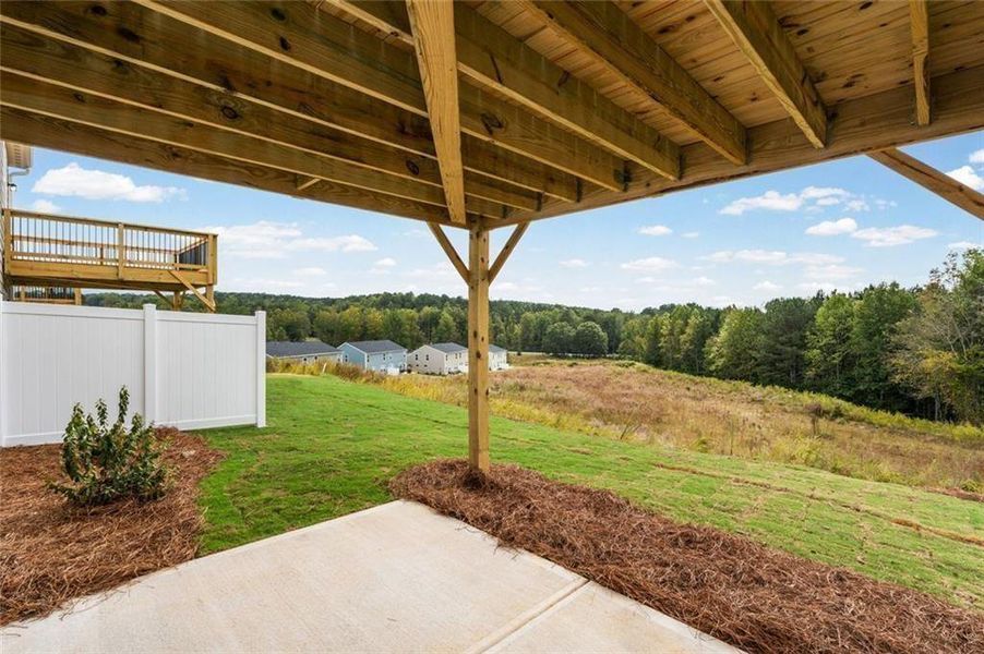 Exterior details and patio area of a home in Villas at Gold Creek, Dawsonville (Image 24).