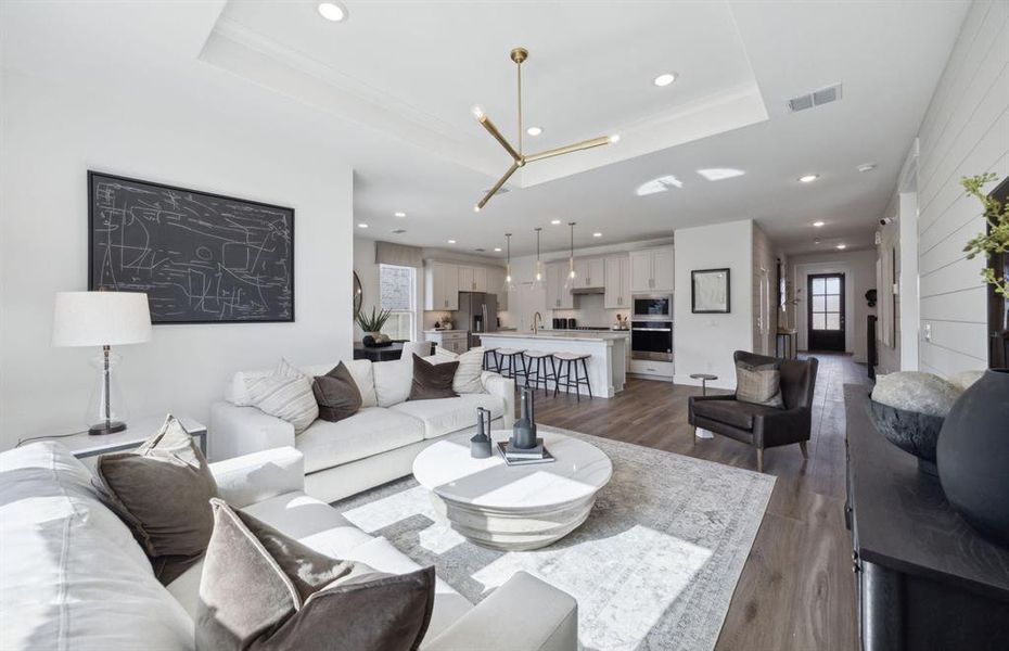 Gathering room with view of kitchen *photos may depict options and features that aren't available Gathering room with view of kitchen *photos may depict options and features that aren't available