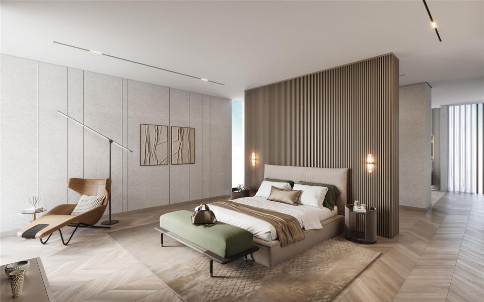 Rendering of a private primary suite wing