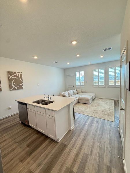 Kitchen looking into family room