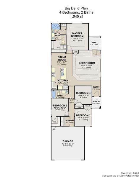2D floor plan layout of this home in Highland Ridge, New Braunfels, TX (Image 3).
