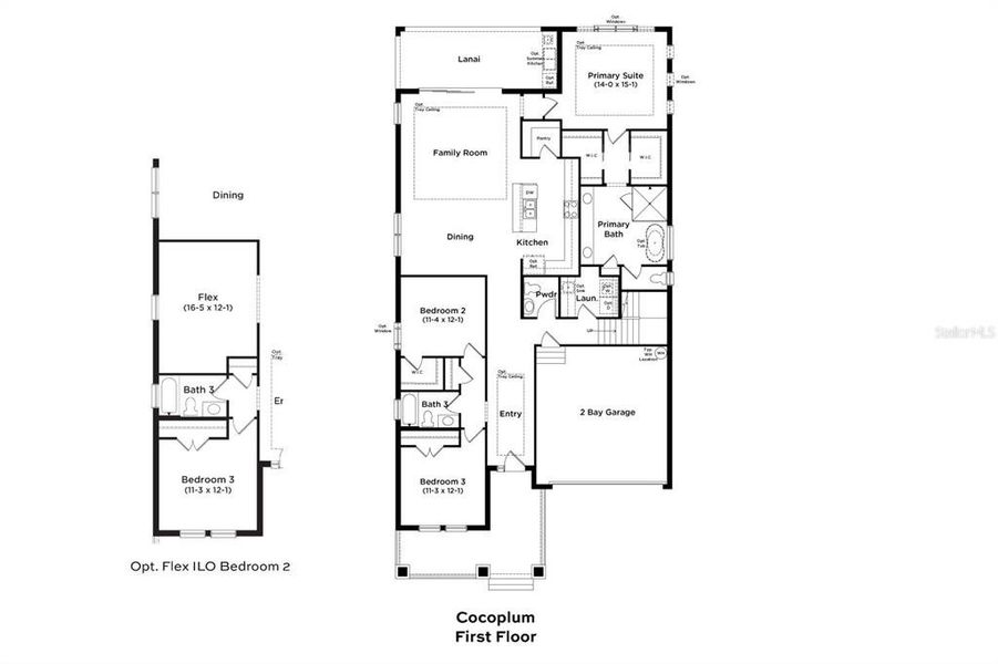 2D floor plan layout of this home in Primrose at Longleaf, New Port Richey, FL (Image 3).