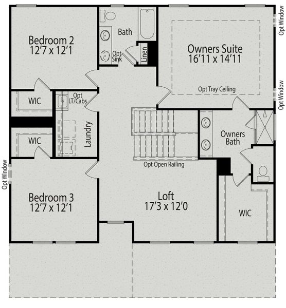 2D floor plan layout for the The Willow G by Davidson Homes LLC in Windgate, Mooresville, NC (Image 3).
