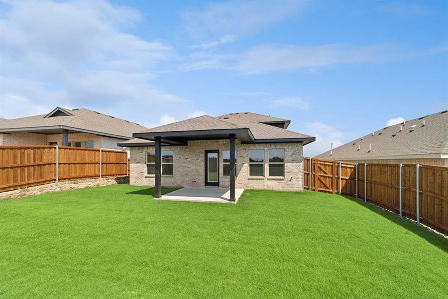 Exterior details and patio area of a home in Aspire at Noble Ridge, Howe (Image 3). Exterior details and patio area of a home in Aspire at Noble Ridge, Howe (Image 3).