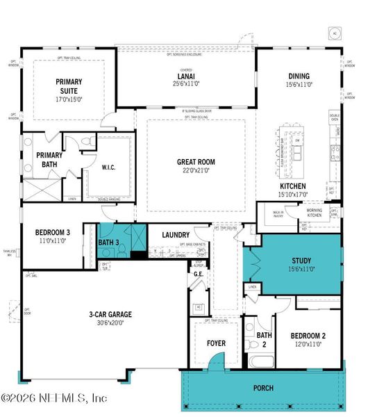 2D floor plan layout of this home in RiverTown, St. Johns, FL (Image 4).