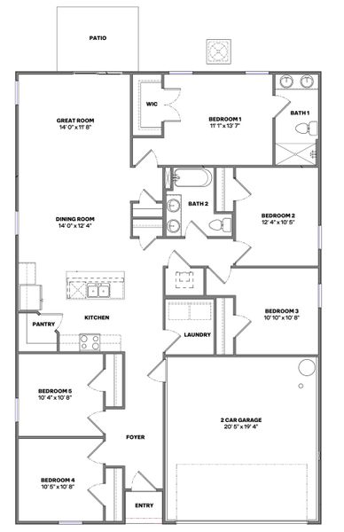 2D floor plan layout for the Dundee by D.R. Horton in Fletcher Trace, Alachua, FL (Image 3). 2D floor plan layout for the Dundee by D.R. Horton in Fletcher Trace, Alachua, FL (Image 3).