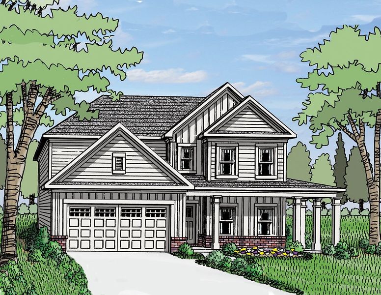 Front exterior of a new home in Red Oak Ridge, Loganville, GA, highlighting curb appeal (Image 1).