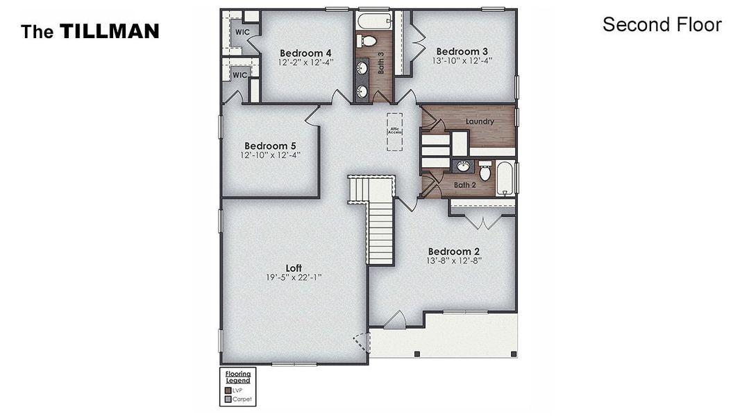 2D floor plan layout of this home in The Preserve at Tidewater, Sneads Ferry, NC (Image 5).